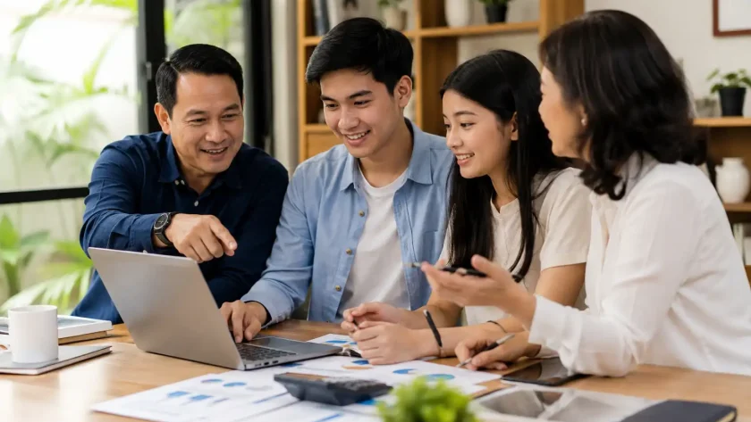 Keluarga Indonesia sedang berdiskusi untuk menyiapkan generasi penerus bisnis keluarga