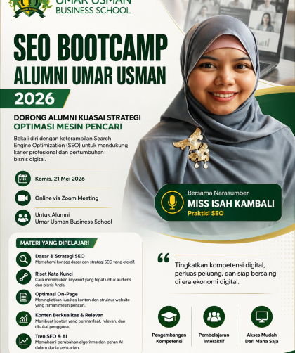 Pelatihan digital marketing dalam acara SEO Bootcamp Alumni Umar Usman 2026 yang digelar secara daring