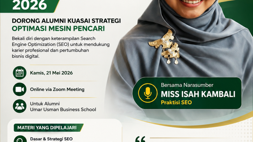 Pelatihan digital marketing dalam acara SEO Bootcamp Alumni Umar Usman 2026 yang digelar secara daring